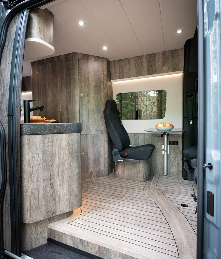 Expanded front lounge inside Innova Roadtrip 695L
